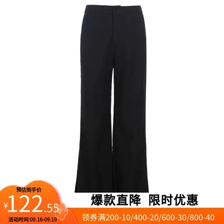 【艾格】2023春季新款拼接开叉休闲裤女ins喇叭裤宽松长裤子商品大图