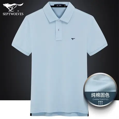 七匹狼狼族生活纯棉短袖t恤男夏季简约不褪色日常翻领男士Polo衫商品大图