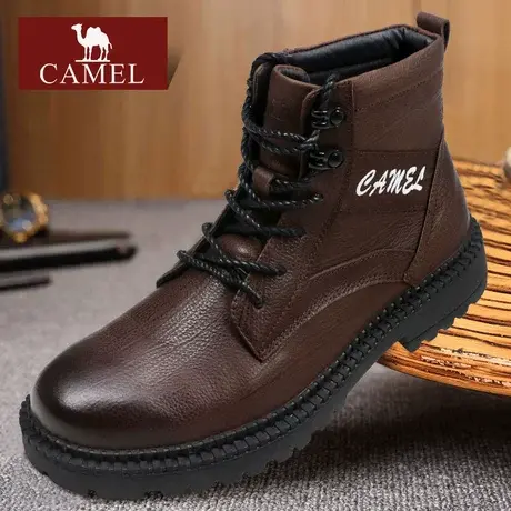 Camel/骆驼男鞋冬季套真牛皮厚底高帮大头马丁靴户外休闲皮靴子潮商品大图