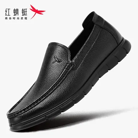红蜻蜓男鞋软皮软底鞋子男士一脚蹬懒人休闲皮鞋豆豆鞋男真皮春季商品大图