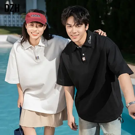 青少年刺绣polo衫男短袖男款美式翻领t恤夏季情侣装休闲上衣半袖商品大图