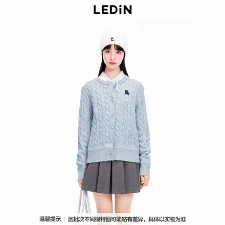 【商场同款】乐町新品心动系列绞花小logo彩点线开衫C2EDE4223商品大图