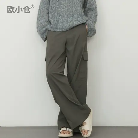 欧小仓工装风系列山系机能感大口袋工装裤增高烟囱裤型宽松阔腿裤商品大图