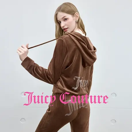 Juicy Couture橘滋外套女2025年秋季新款零压弹力丝绒烫钻上衣图片