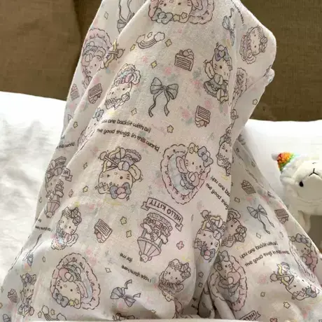 爱心蝴蝶结Kitty！a类全棉双层纱布长裤卡通甜美可外穿居家有口袋商品大图