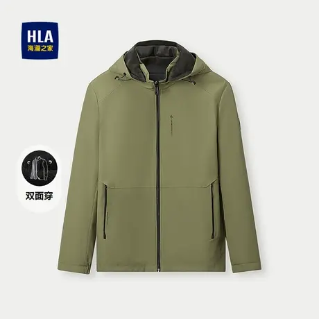 HLA/海澜之家休闲夹克2025秋冬新款双面穿可脱卸帽稍厚外套男图片