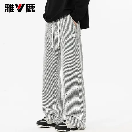 雅鹿休闲裤男 2026春秋季新款宽松垂感时尚显高显瘦潮牌阔腿裤男商品大图