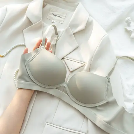 薄款内衣女夏季无痕舒适小胸聚拢胸罩无钢圈收副乳上托防下垂文胸商品大图