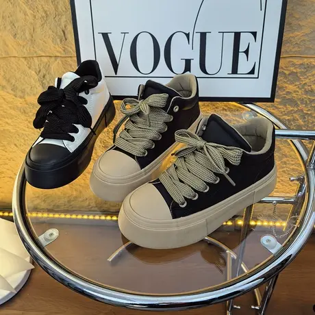 休闲板鞋女2023秋冬季新款经典百搭鞋子厚底丑萌马蹄鞋运动小白鞋图片