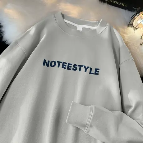 350g重磅灰色卫衣男秋冬款无帽衫圆领上衣服宽松潮流百搭长袖t恤商品大图