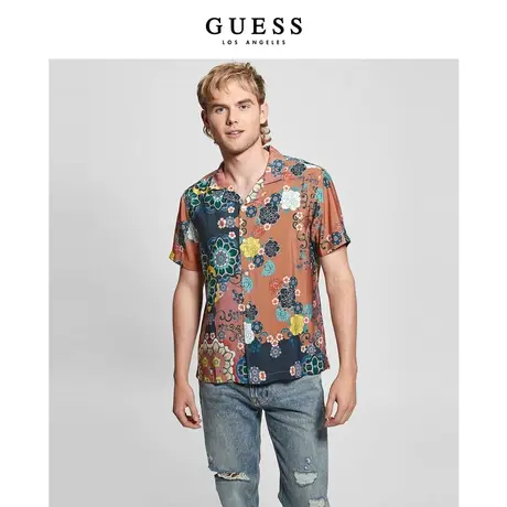 GUESS男士复古油画印花泰式夏威夷衬衣-M4RH40W9PN2商品大图