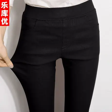 2023春秋冬新款裤子女高腰弹力显瘦紧身加绒打底裤外穿黑色小脚裤图片