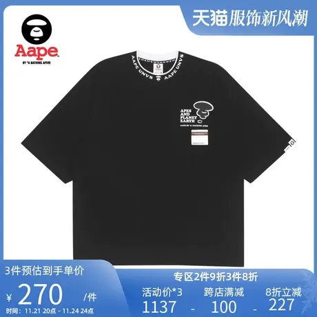 Aape旗舰店男装春夏猿颜酷帅字母印花短袖T恤0865XXI图片