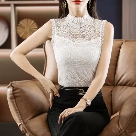 半高领蕾丝打底衫女春秋毛衣内搭宽松显瘦百搭韩系温柔风气质上衣商品大图