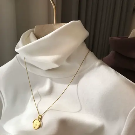 加绒半高领内搭上衣胖mm显瘦修身打底衫ins潮秋冬季百搭长袖t恤女商品大图