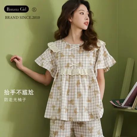 Bananagirl睡衣女夏款2023年新款短袖短裤卡通大码宽松家居服女套商品大图