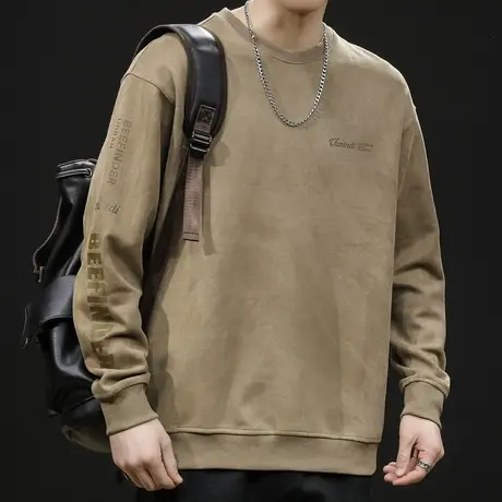 美式卫衣男春秋加肥加大潮牌男款大码春季2024新款男士长袖麂皮绒商品大图