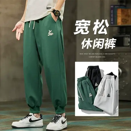 春季男款潮牌束脚运动卫裤春秋款男生松紧腰针织休闲裤子春天男士商品大图