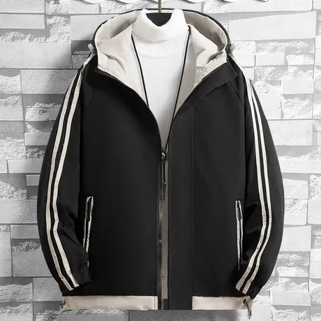 风衣外套男春秋款白色休闲春秋季男士秋装上衣潮流韩版连帽夹克男商品大图