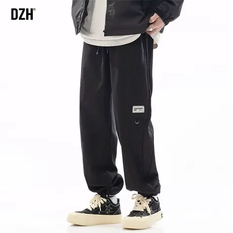 男士黑色休闲裤子男秋季潮流百搭2024年新款束脚运动裤哈伦裤长裤图片