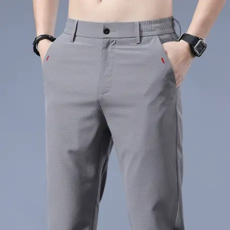 夏季薄款冰丝休闲长裤男士直筒宽松西裤商务正装工作上班通勤夏天商品大图