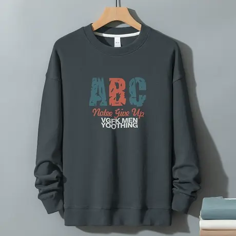 350g重磅卫衣男秋冬款宽松圆领长袖t恤无帽衫美式休闲套头上衣服商品大图