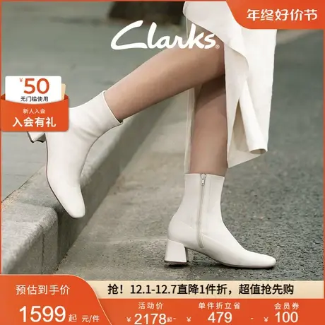 Clarks其乐NYTA45 Rise女鞋复古潮流羊皮舒适粗跟拉链及踝时装靴图片