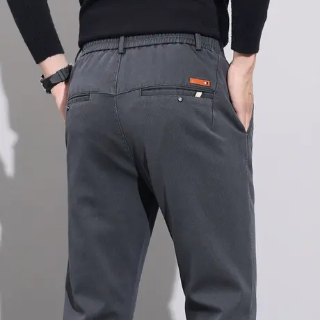2024新款男士弹力修身直筒休闲裤子秋冬季中年爸爸装商务西裤男款商品大图