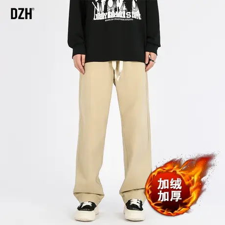 男士加绒加厚裤子男冬季工装裤男款潮牌直筒休闲裤男裤2024年新款商品大图