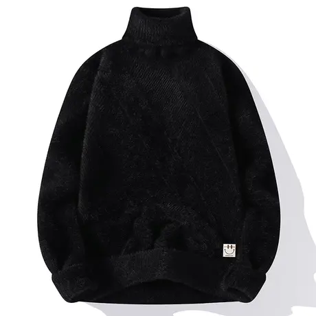 秋冬季新款高领仿貂毛衣男士加厚套头潮男防貂绒针织衫线衣商品大图