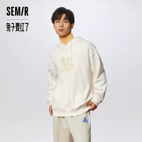 森马兔子要红了卫衣男春季微落肩宽松连帽上衣时尚质感烫金印花潮图片