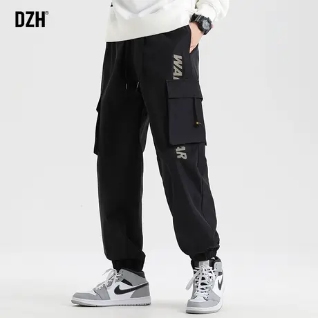 男士黑色裤子春季男款休闲裤男宽松束脚裤2024新款美式潮牌工装裤商品大图