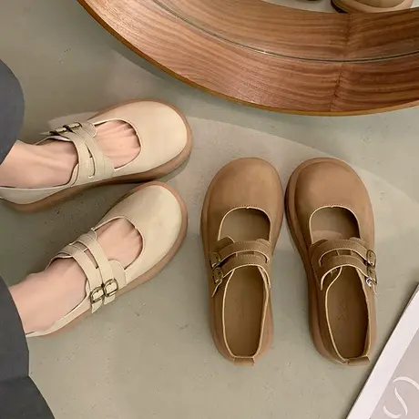 法式玛丽珍鞋女2024年春秋季新款平底浅口百搭单鞋配裙子奶奶鞋潮商品大图