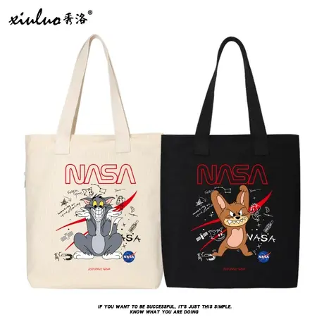 猫和老鼠nasa联名太空宇航员大容量手提包购物袋补课班动漫帆布包商品大图