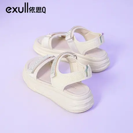 依思q厚底沙滩鞋女2023年秋季新款踩屎感软底魔术贴女款松高凉鞋图片