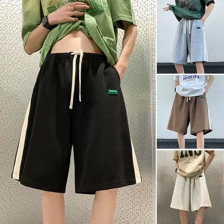 夏季薄款运动短裤男潮流跑步健身篮球条纹休闲裤美式宽松五分裤子商品大图