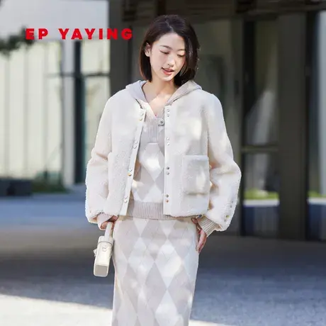 [环保皮草]EP雅莹女装 摇粒绒短大衣外套小个子 2023秋冬新8608A图片