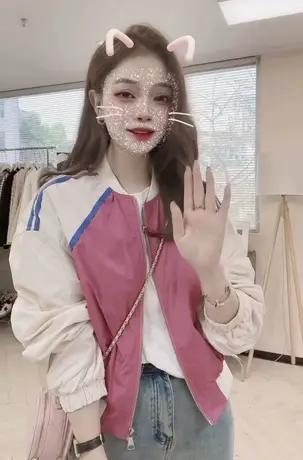 拼色短款宽松棒球服外套女2023春新款时尚小个子休闲防晒夹克上衣图片