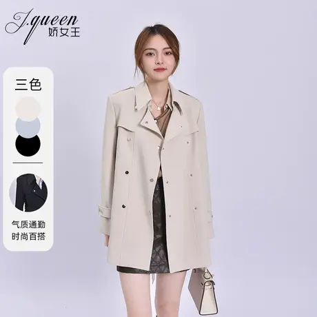 风衣外套女2023秋季新款英伦风高级感气质休闲宽松小个子短款大衣商品大图