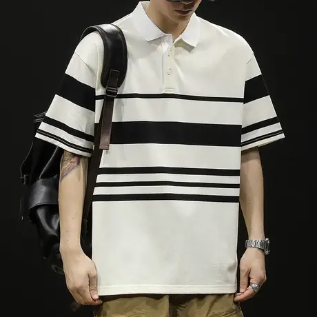 polo衫男短袖t恤男士重磅大码潮牌夏季2023新款男款男装撞色体恤图片