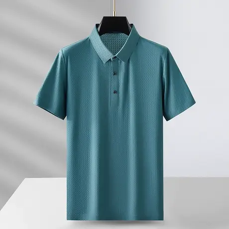 男士t恤短袖高端父亲夏装纯色立领爸爸纯棉Polo衫男中年商务休闲商品大图