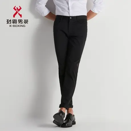 劲霸男士春季新款微弹黑色直筒长裤舒适百搭商务裤子男|FQZD1616图片