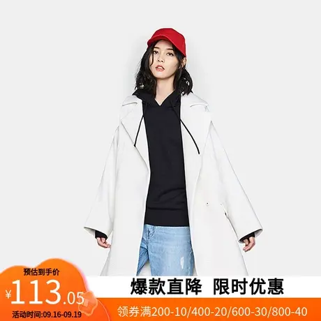 艾格冬季女装休闲羊毛百搭纯色中长款毛呢大衣Y621商品大图