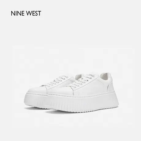 Nine West/玖熙厚底小白鞋女夏饼干鞋显高显瘦百搭运动休闲鞋真皮图片