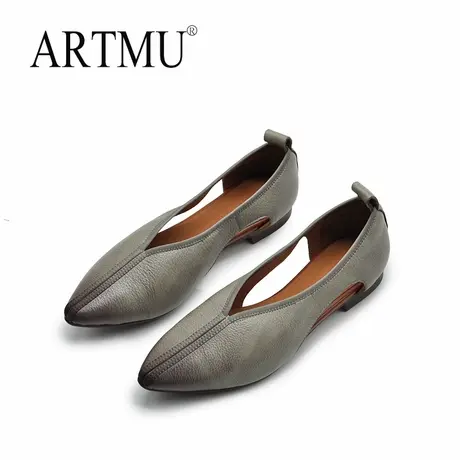 Artmu阿木原创复古尖头镂空单鞋百搭包头凉鞋软底显瘦妈妈鞋舒适商品大图