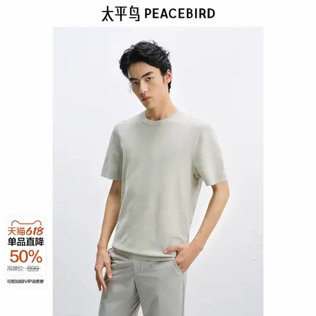 【商场同款】太平鸟男装 肌理面料纯色针织短袖T恤男B1EEF2428图片