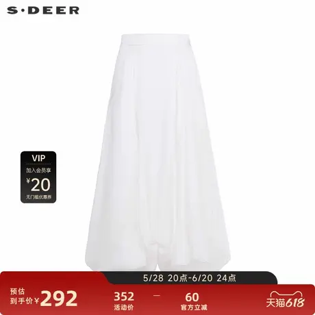 sdeer圣迪奥女装25年新品田园风松紧不规则花苞长裙S252Z1122图片