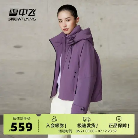 雪中飞2025秋新款女士连帽短款户外运动风羽绒服机能雅丹风山系图片