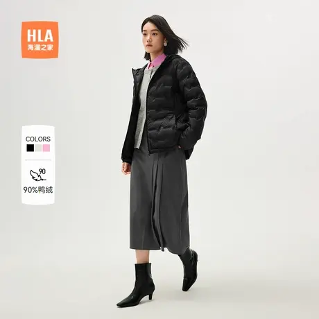 HLA/海澜之家连帽轻薄便携羽绒服秋冬季新款鸭绒保暖蓬松外套女装商品大图
