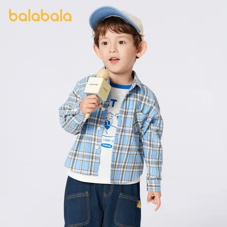 巴拉巴拉儿童外套男童2025新款春装女童格子衬衫小童休闲时尚上衣图片